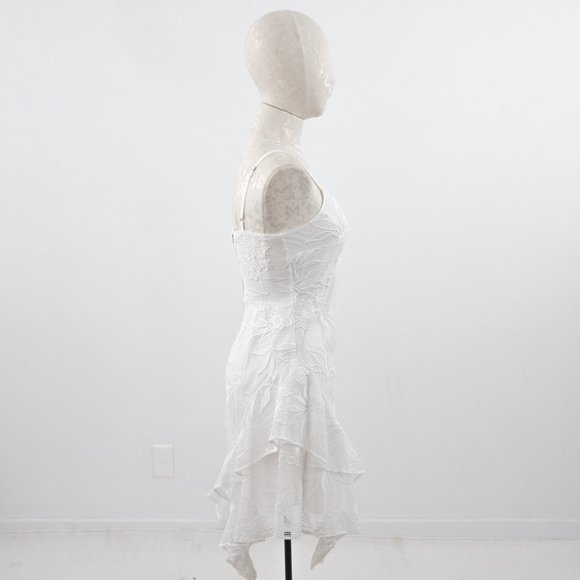 Parker XS Mesh Floral Asymmetric Mini Dress White - Picture 5 of 13